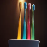 cepillos de dientes en su base