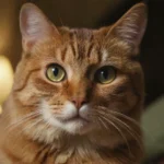 Un gato anciano con pelaje grisáceo y bigotes largos descansando sobre un cojín. El gato muestra signos de envejecimiento, como orejas caídas y ojos entrecerrados, sugiriendo una mayor edad