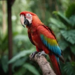 Guacamayo Rojo es otra especie de animales en Peligro de Extinción