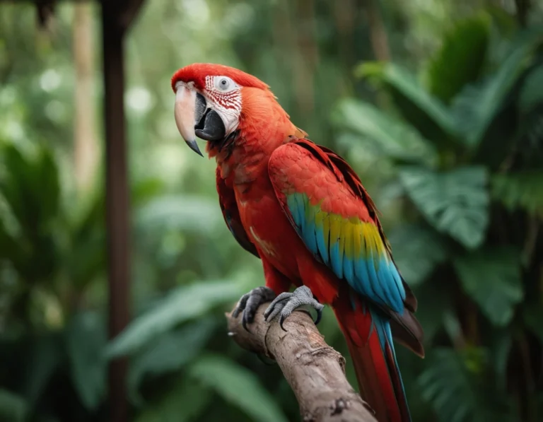 Guacamayo Rojo es otra especie de animales en Peligro de Extinción