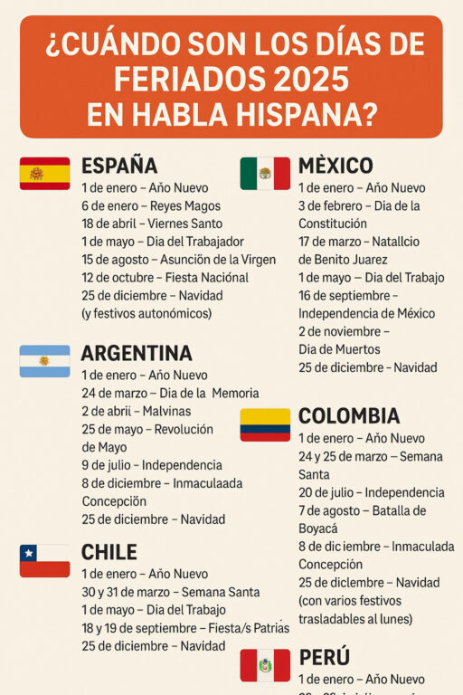 ¿Cuándo Son los Días de Feriados 2025 en Países de Habla Hispana?