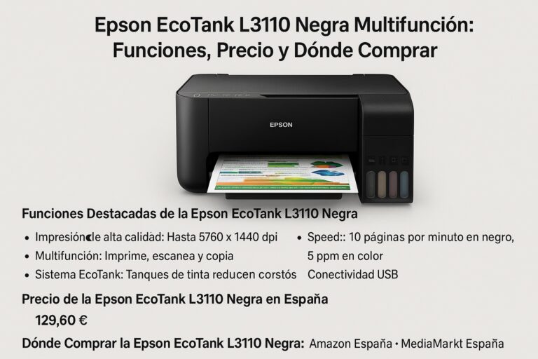 🖨️ Epson EcoTank L3110 Negra Multifunción: Funciones, Precio y Dónde Comprar