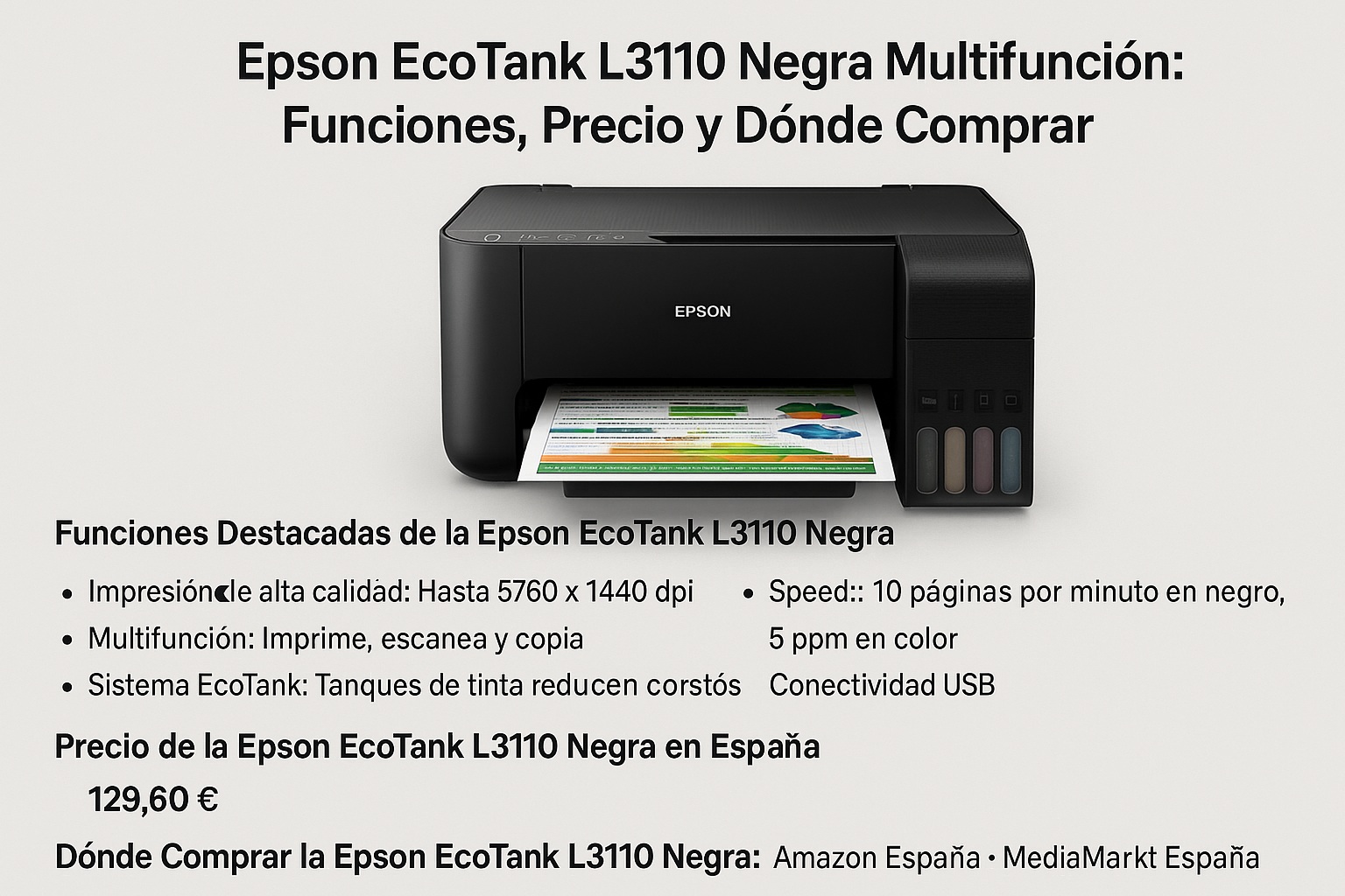 Epson EcoTank L3110 Negra Multifunción